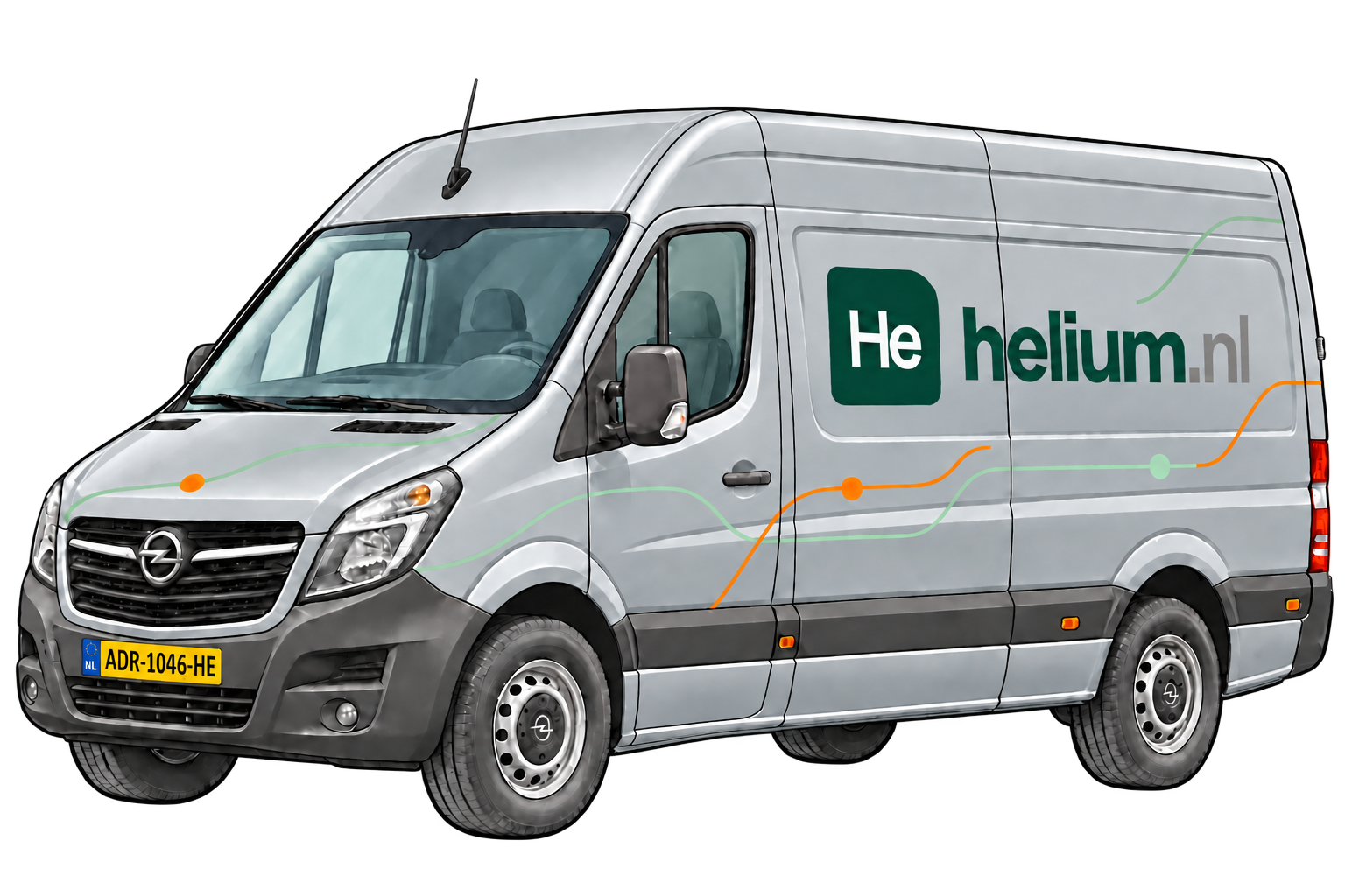 Grijze Opel Movano van Helium.nl voor heliumlevering op locatie